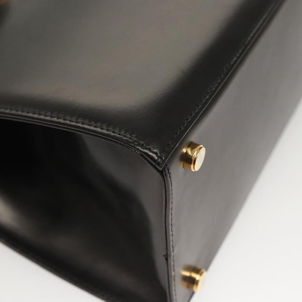 Salvatore Ferragamo Vala Hand Bag Leather 2way Black Gold Auth gh079 - Picture 16 of 16